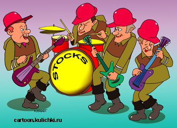 Карикатура о рок группе нефтяников. Работники нефтяной компании организовали рок группу из трех гитаристов и барабанщика. Мечтают сталь легендарной четверкой. 