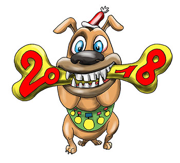 Карикатура про год собаки. Новый год собаки! Собака с косточкой 2018
