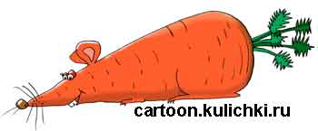 Карикатура про поздравления с Новым годом. Крыса объелась моркови. И каротин захлестнул ее.
