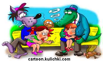 Карикатура про курение. Детские мультфильмы рекламируют, пропагандируют курение и пьянство. Любимые герои из детских мультфильмов дымят как паровозы. Волк Ну погоди! Крокодил Гена.