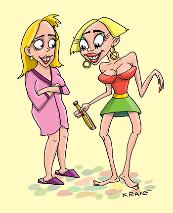 Карикатура про половое покрытие. Две девушки говорят про половое покрытие.