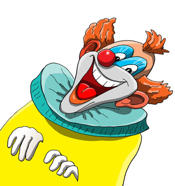 Карикатура о клоуне. Смеющийся клоун.