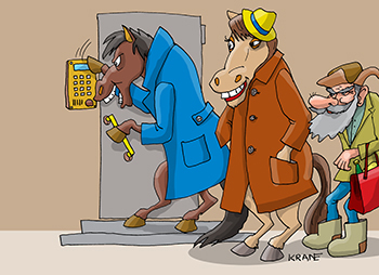 Карикатура про конь в пальто. В гости пришел конь в пальто.