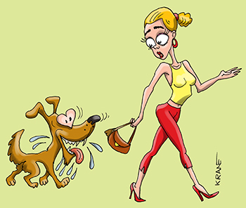 Карикатура про кости. Собака любит девушку так как видит в ней большой набор костей.