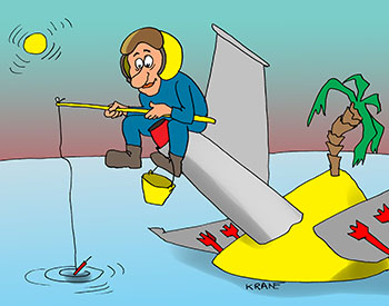 Карикатура про рыбалку. Самолет невидимка на секретной военной базе в океане не имеет себе равных как мостик для рыбалки
